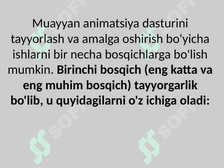 Animatsiya dasturlarini tayyorlash va o‘tkazish bosqichlari. Klublar va ularning turlari 8