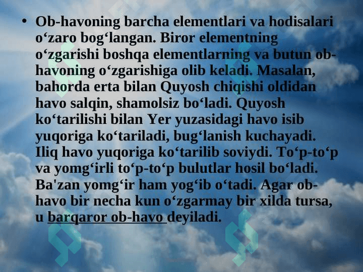 Ob – havo va  iqlim 8