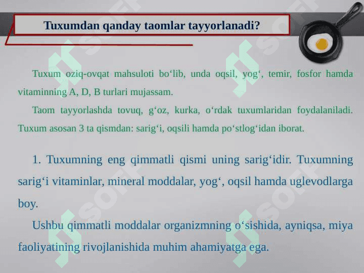 Tuxum. Tuxumdan tayyorlanadigan taomlar 2
