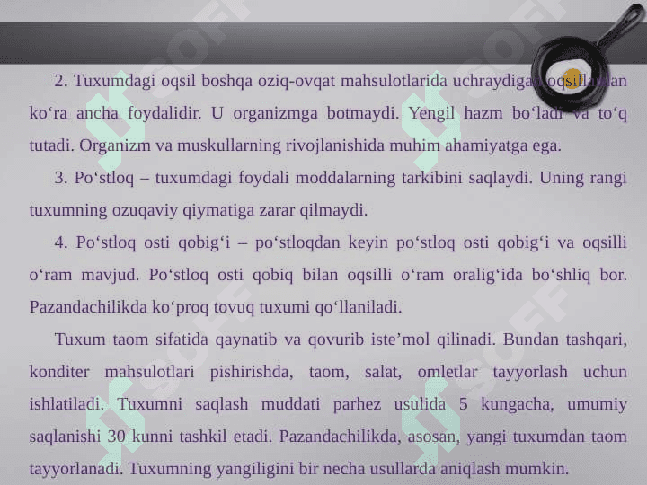Tuxum. Tuxumdan tayyorlanadigan taomlar 3