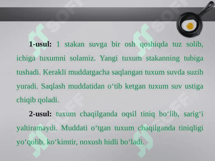 Tuxum. Tuxumdan tayyorlanadigan taomlar 4