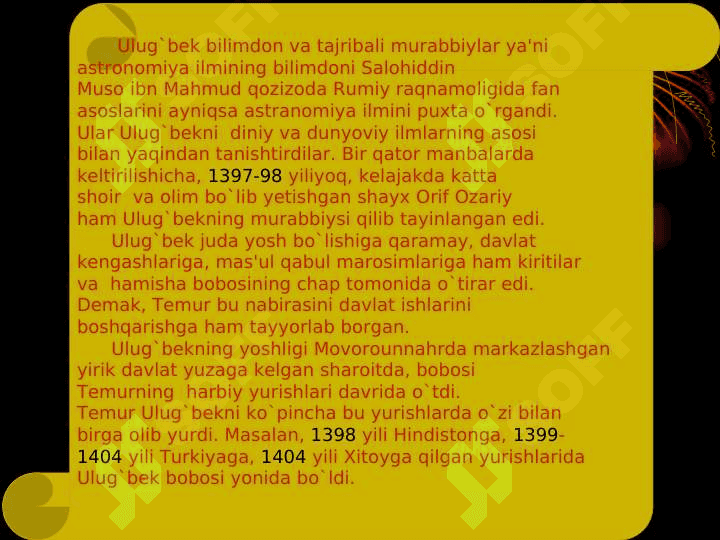 Mirzo Ulug`bek va uning akademiyasi 4