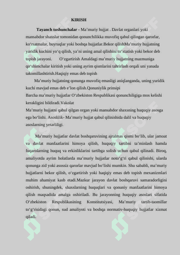 Ma’muriy hujjatni bekor qilish, o’zgartirish yoki haqiqiy emas deb topish 3