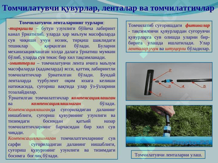 Томчилатиб суғориш усули 7