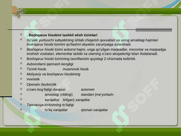 BOSHQARUV XISOBINI TASHKIL ETISH 3