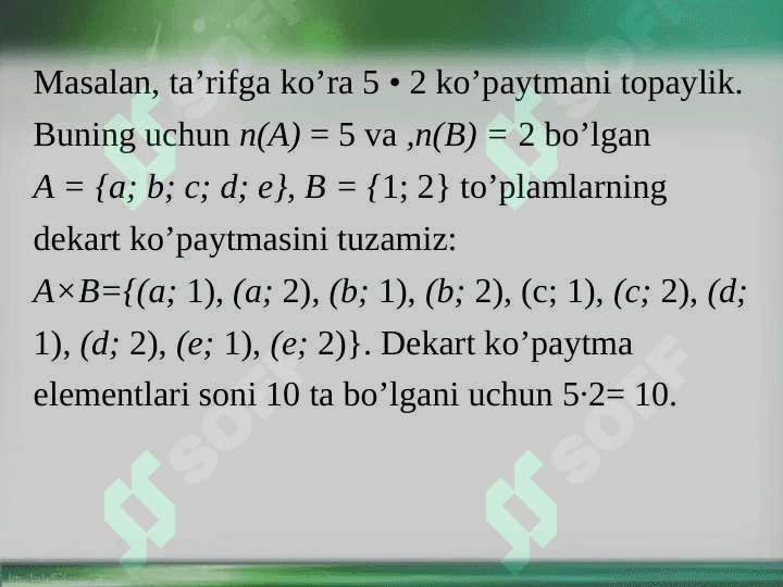 Ko`paytmaning ta’rifi, uning mavjudligi va yagonaligi. Ko`paytirish  qonunlari. Ko`paytmaning yig’indi orqali ta’rifi. 4