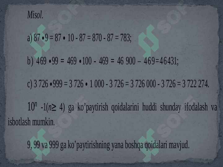 Nomanfiy butun sonlar ustida arifmеtik amallar bajarishning og`zaki usullari. 4