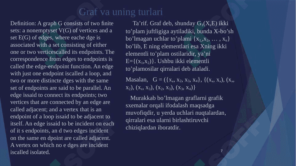 Graflar nazariyasining elementlari 7