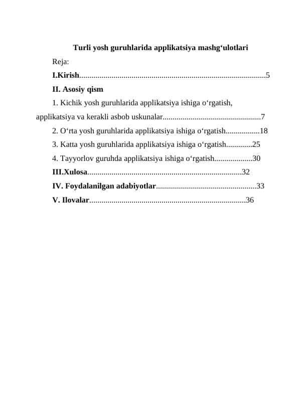 Turli yosh guruhlarida applikatsiya mashgʻulotlari 1