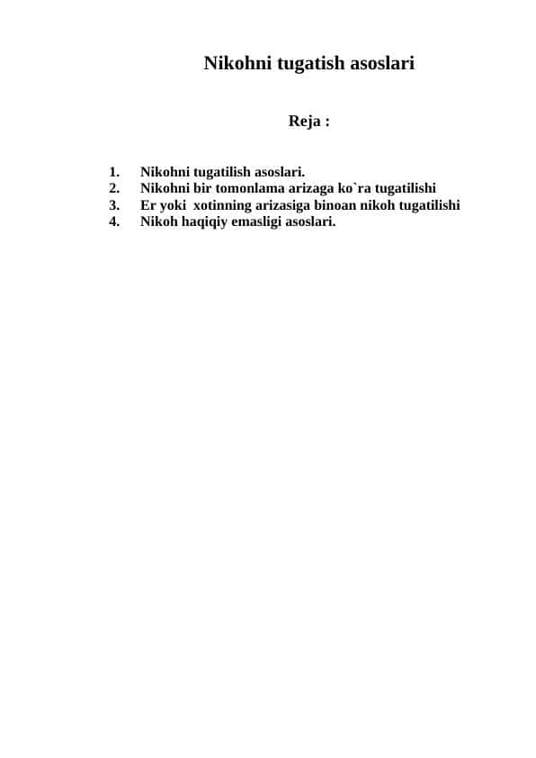 Nikohning tugatilishi 1