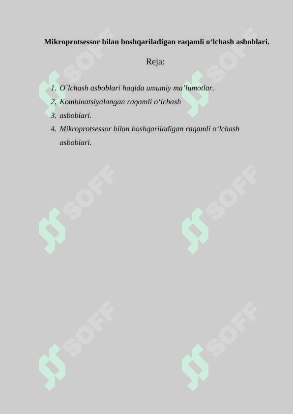 Mikroprotsessor bilan boshqariladigan raqamli oʻlchash asboblari 2