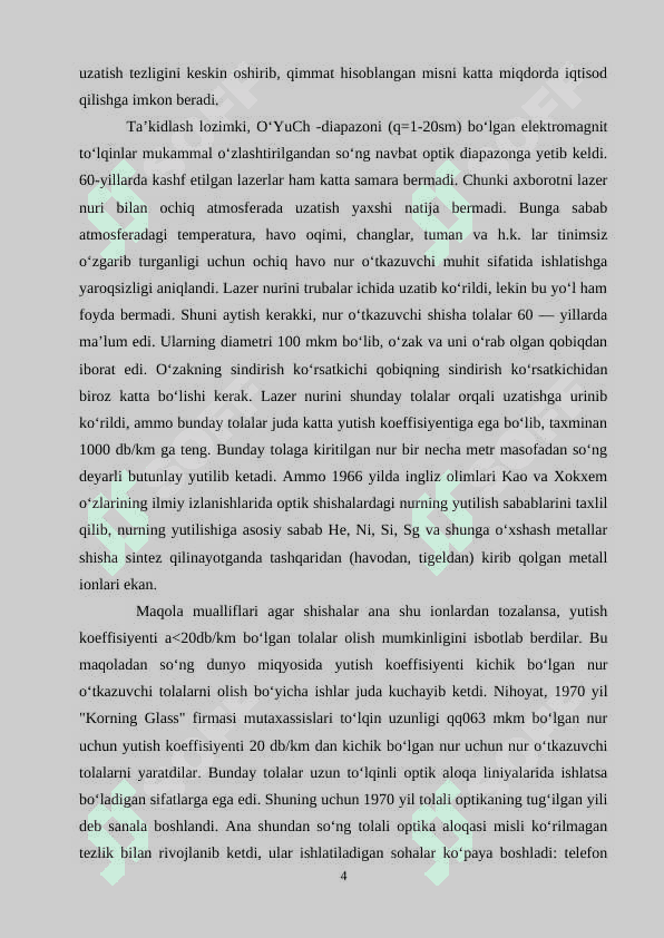 Passiv optik aloqa tarmoq texnologiyalari va ularning xususiyatlari 4