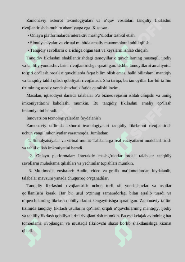 TANQIDIY FIKRLASHNI RIVOJLANTIRISH USULLARI 6