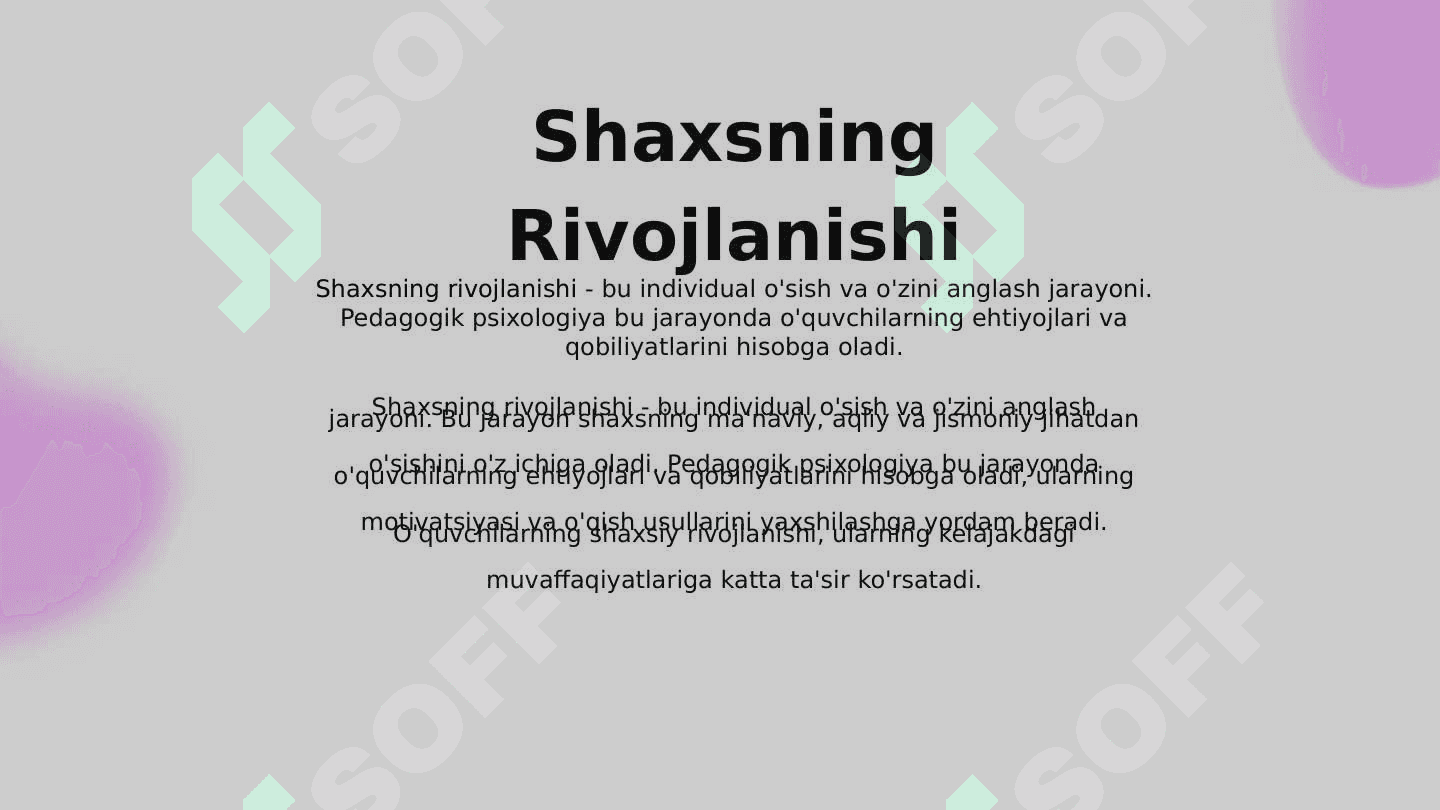 Shaxs Shakllanishida Pedagogik Psixologiyaning O'rni va Ahamiyati 4
