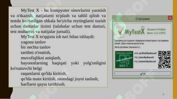 MY TEST X DASTURI INTERAKTIV TESTLAR YARATISH 2