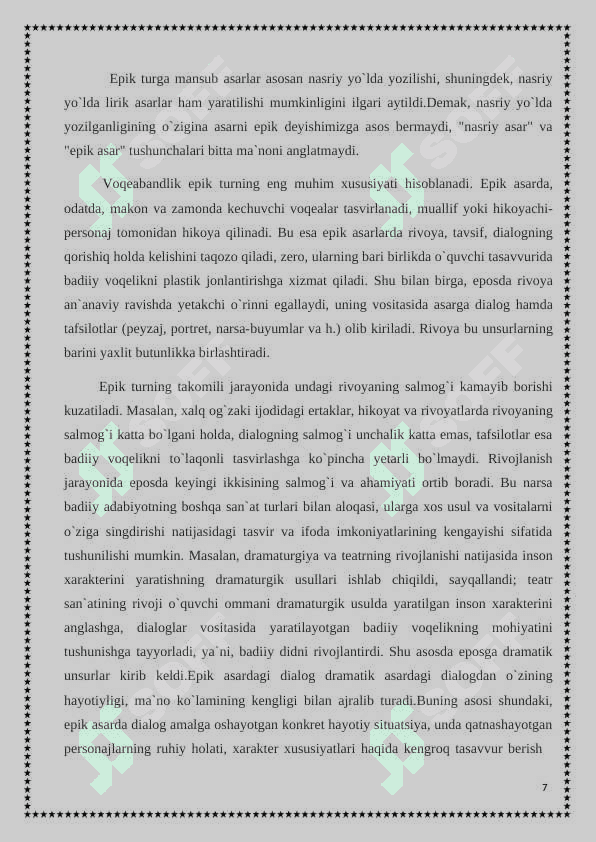 Hikoya , qissa , esse - referat 7