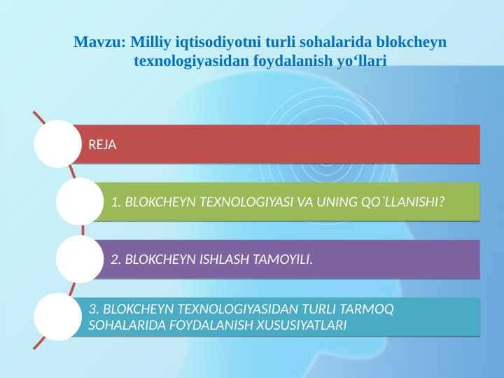 Milliy iqtisodiyotni turli sohalarida blokcheyn texnologiyasidan foydalanish yo‘llari