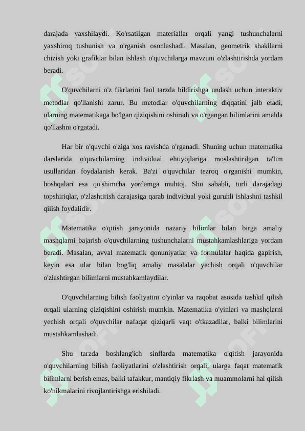 Boshlang`ich sinflarda matematika o`qitishda o`quvchilarning bilish faoliyatlarini rivojlantirish 7