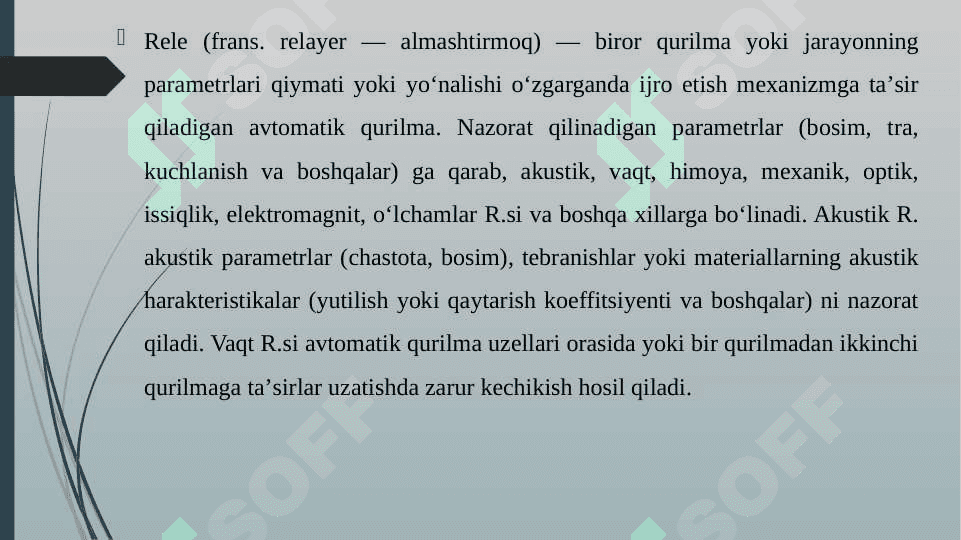 ORALIQ  VA KORSATKICH RELELARINI SXEMALARI VA ISHLASH PRINSPLARI 3
