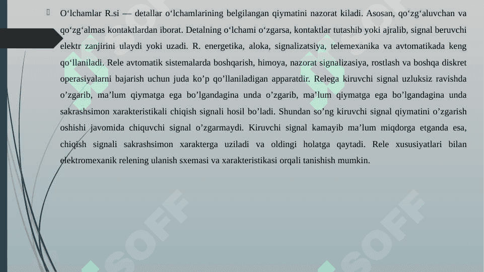 ORALIQ  VA KORSATKICH RELELARINI SXEMALARI VA ISHLASH PRINSPLARI 7