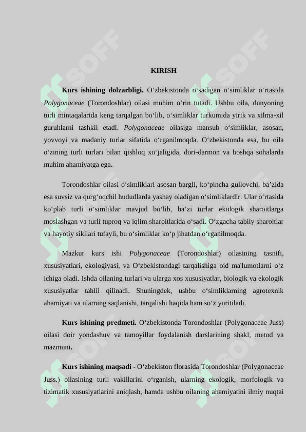 O‘zbekistonda Torondoshlar (Polygonaceae Juss) oilasi 3