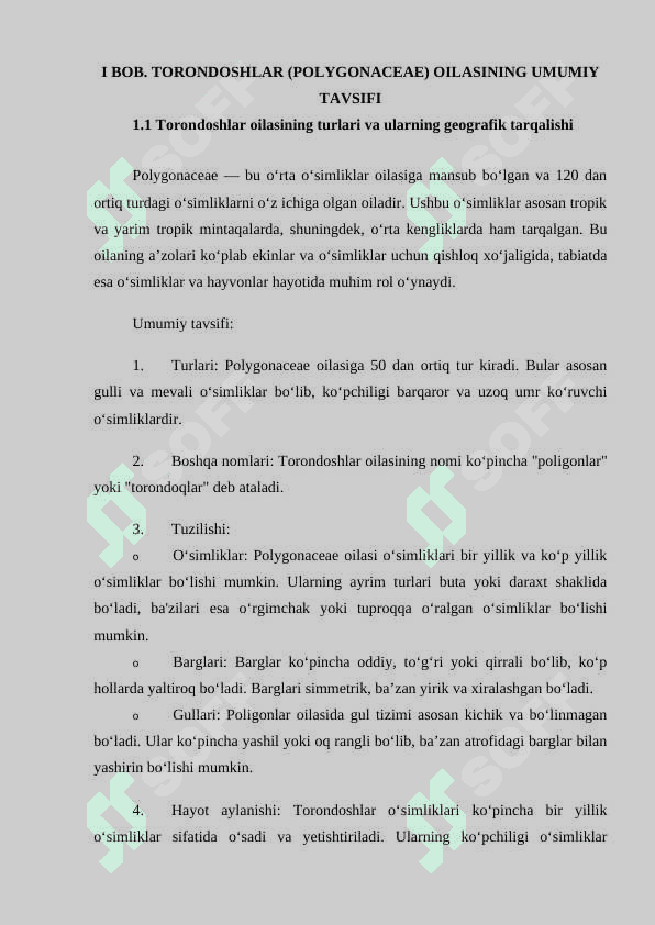 O‘zbekistonda Torondoshlar (Polygonaceae Juss) oilasi 7