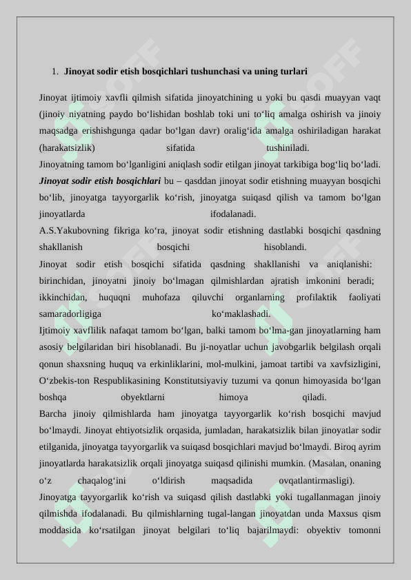 Jinoyatni sodir etishdan ixtiyoriy qaytish. 2