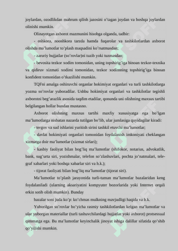 Tezkor qidiruv tadbirlari tushunchasi, ularni o’tkazish asoslari. Tezkor qidiruv tadbirlarini o’tkazishda axborot ta’minoti va cheklovlar 6