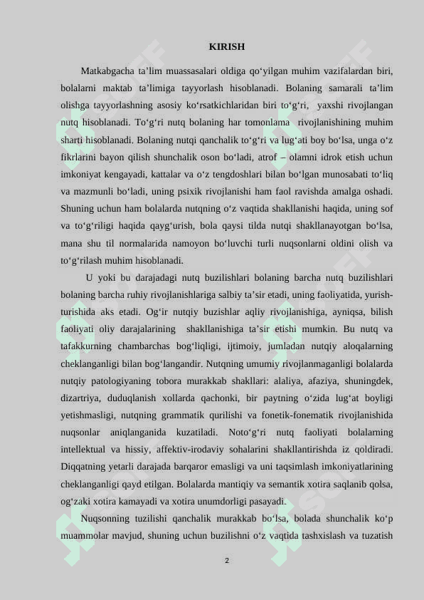 MAKTABGACHA YOSHDAGI BOLALARDA NUTQNING TALAFFUZ TOMONI BUZILISHLARI kurs ishi.docx 2
