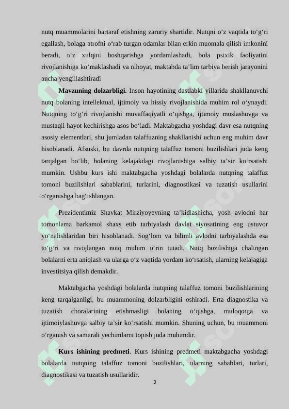 MAKTABGACHA YOSHDAGI BOLALARDA NUTQNING TALAFFUZ TOMONI BUZILISHLARI kurs ishi.docx 3