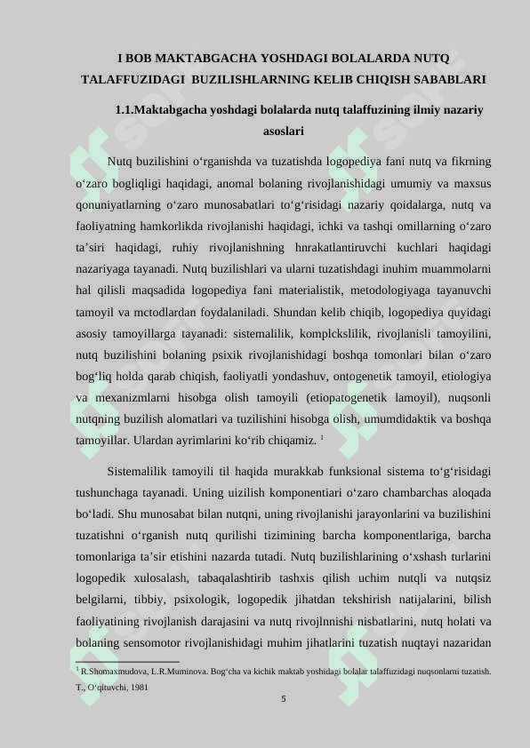 MAKTABGACHA YOSHDAGI BOLALARDA NUTQNING TALAFFUZ TOMONI BUZILISHLARI kurs ishi.docx 5