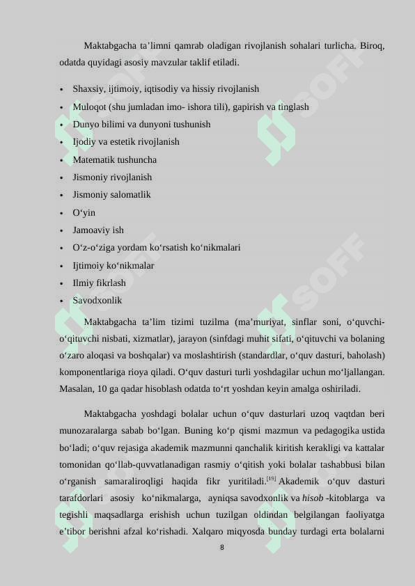 MАKTАBGАCHА TА'LIM TАRBIYАNING RIVОJLАNISH TАRIXI kurs ishi.docx 8