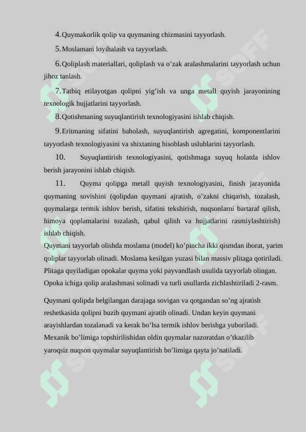 Quymakorlik texnologiyalari jarayonlari. Quyumlar olishning maxsus usullari 4