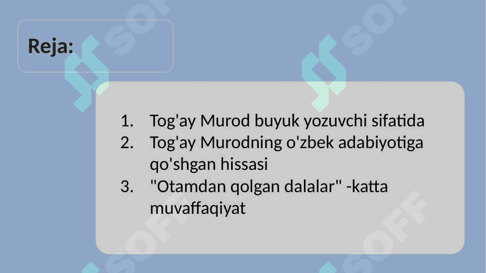 Tog:ay Murod "Otamdan qolgan dalalar" taqdimot, prezentatsiya 2