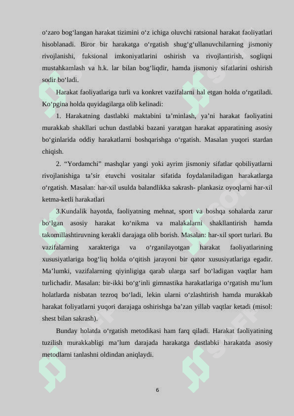 Harakatlarga o‘rgatish bosqichlari 6