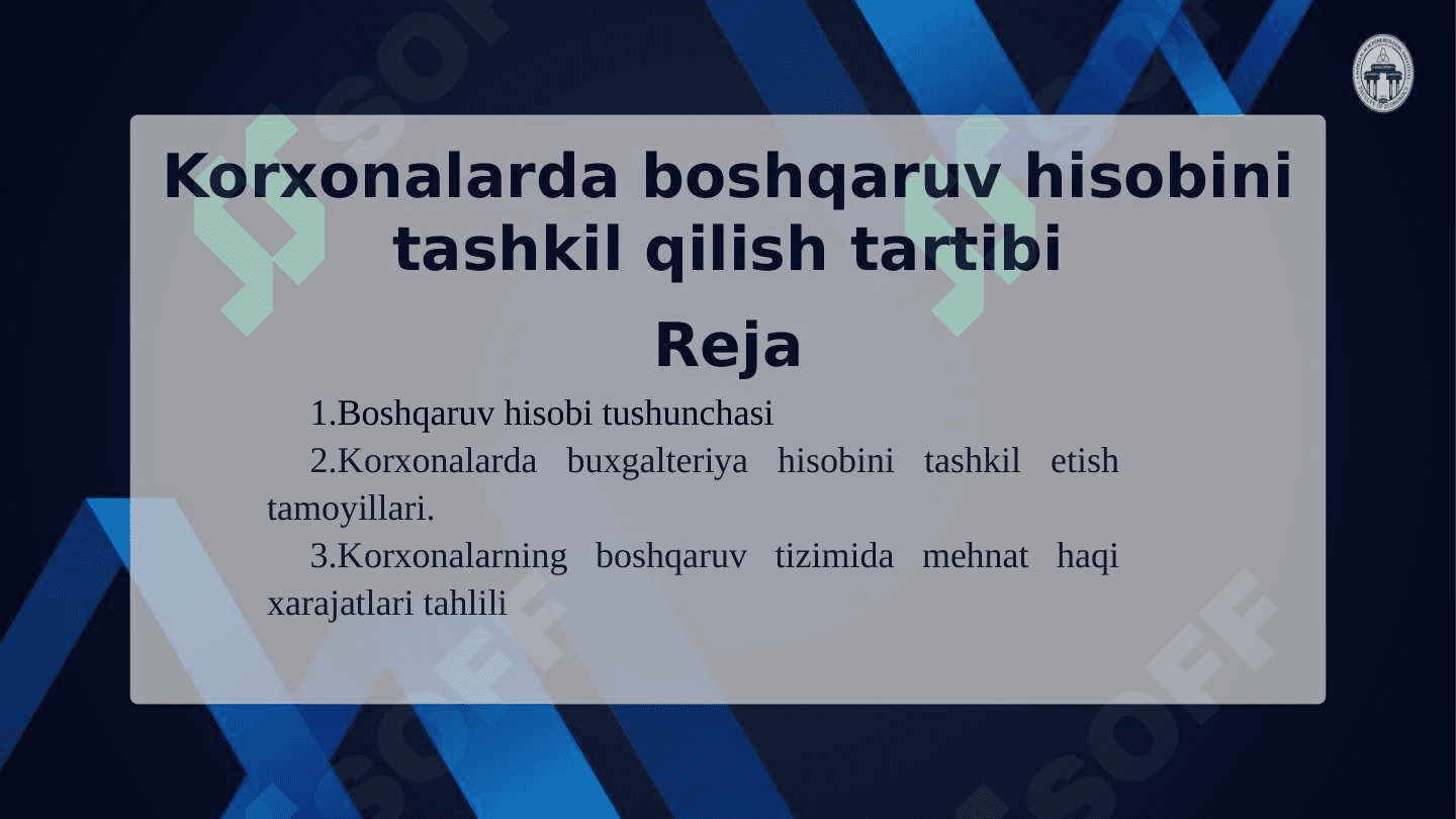 Korxonalarda boshqaruv hisobini tashkil qilish tartibi 2