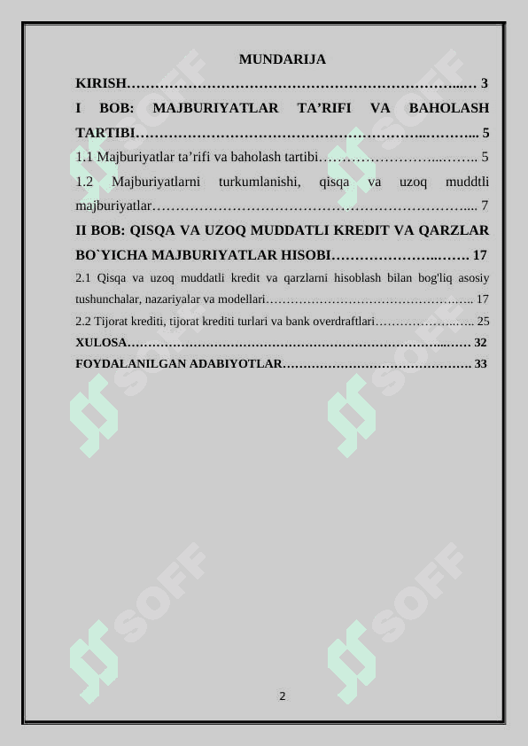 Qisqa va uzoq muddatli majburiyatlar hisobi 2