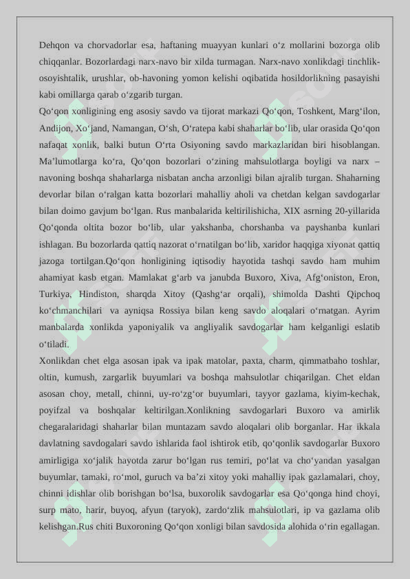Qo‘qon xonligida Hunarmandchlik taraqqiyoti. 5