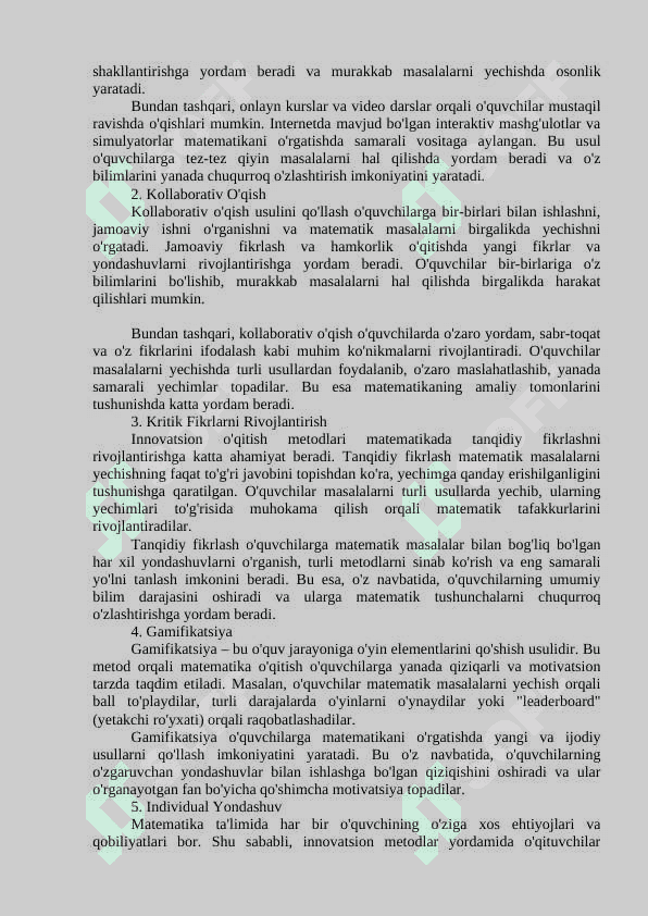 MATEMATIK TA'LIM: O'QITISHDA INNOVATSION USULLAR 2