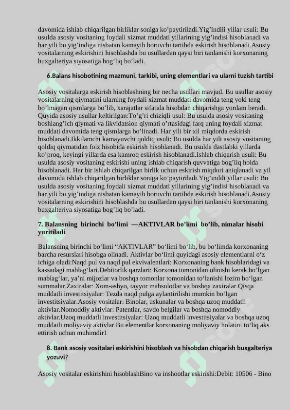 bank hisobi fani yakuniy savollar javoblari 3