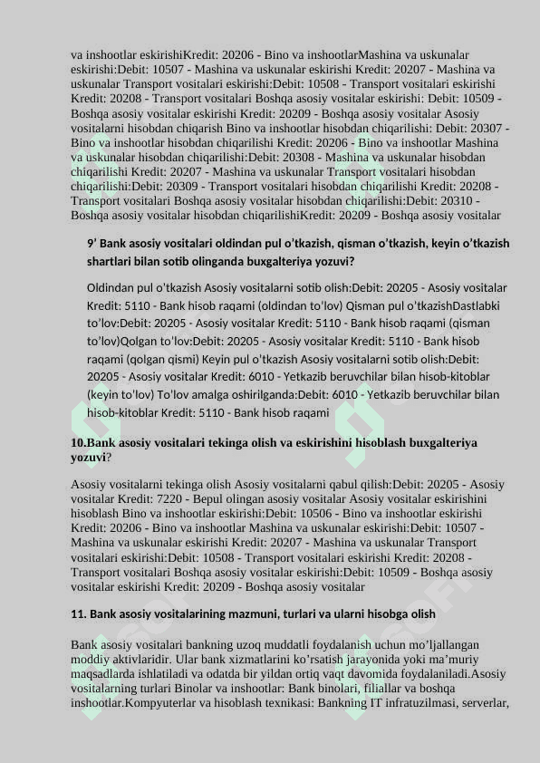 bank hisobi fani yakuniy savollar javoblari 4