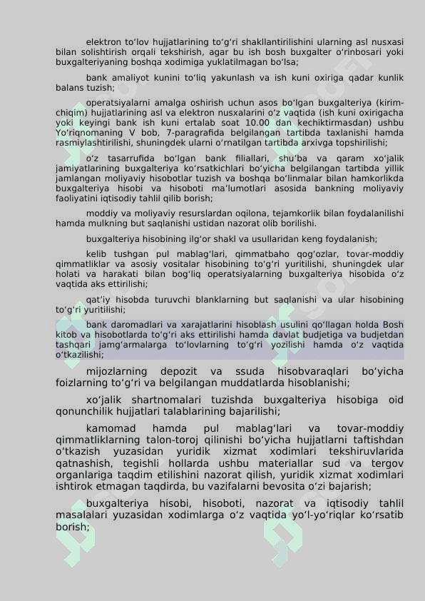 bank hisobi fani yakuniy savollar javoblari 6