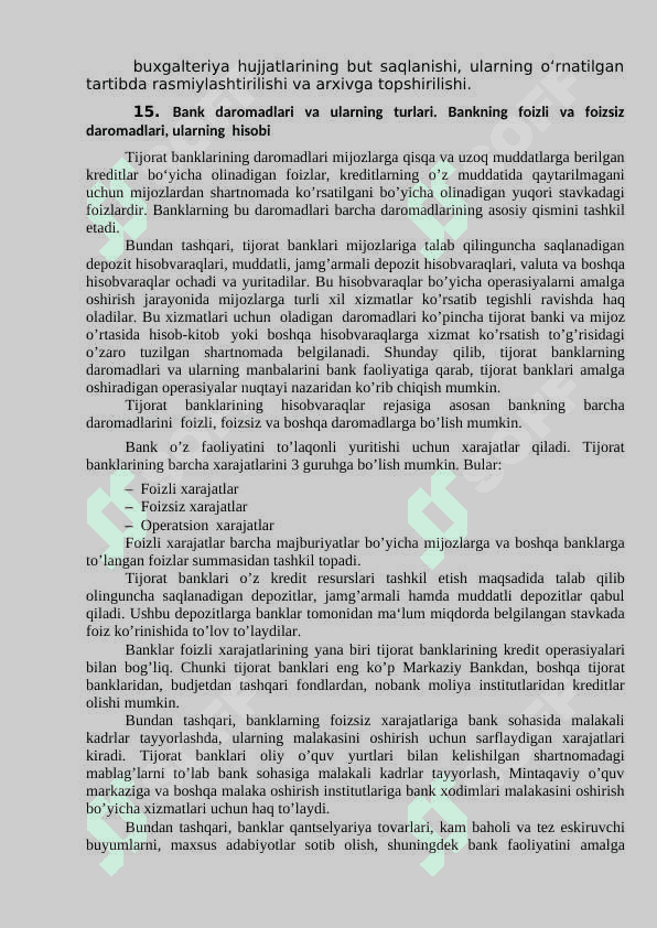 bank hisobi fani yakuniy savollar javoblari 7