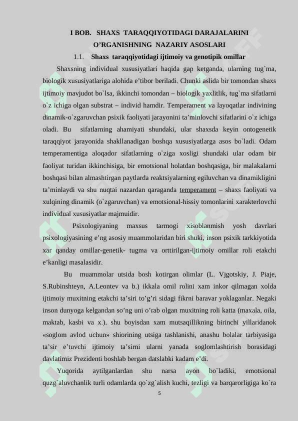 Shaxs taraqqiyotining psixotik chegaralangan va nevrotik darajalari 4