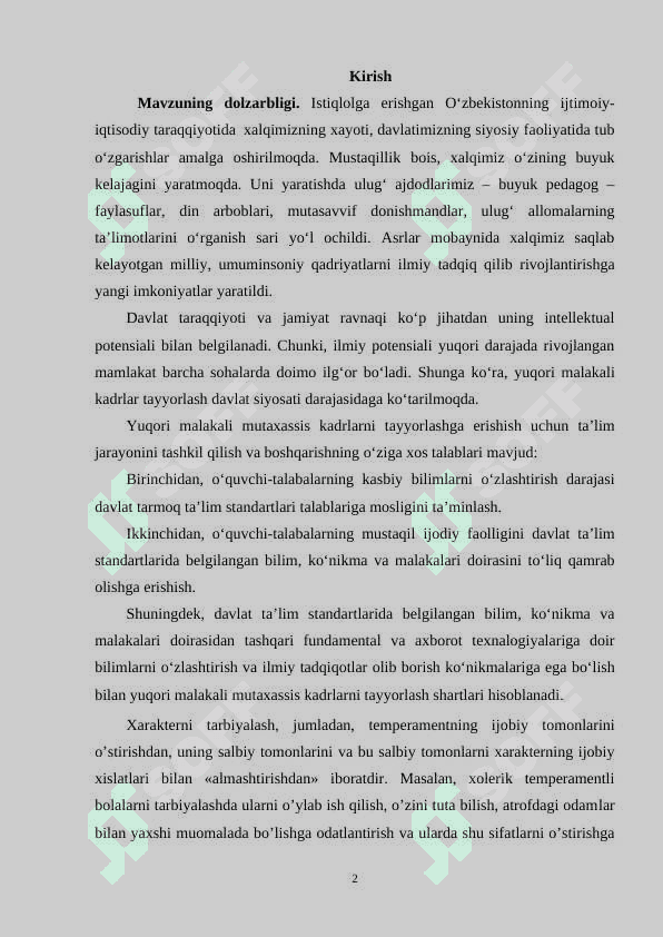 Xarakter xislatlari va uning tiplari 2