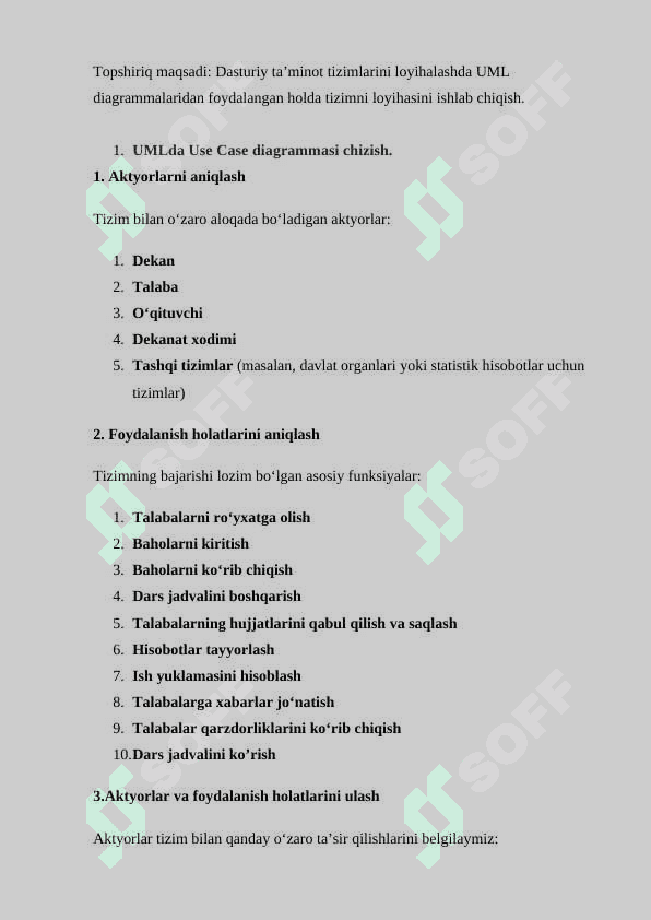 Universitet dekanati ishini avtomatlashtirish dasturini ishlab chiqish 2