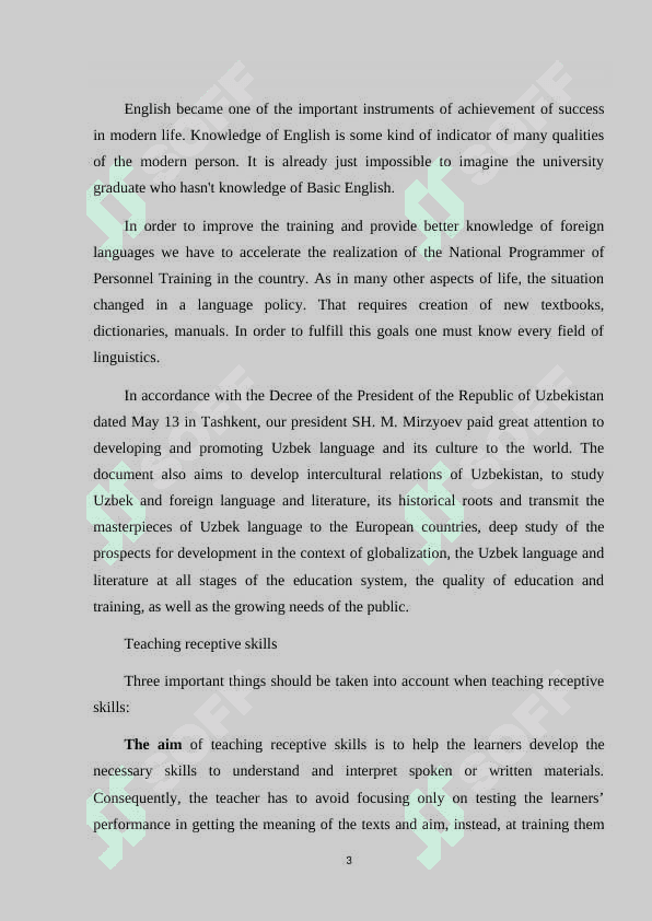 Activity design and presentation on receptive skills 3