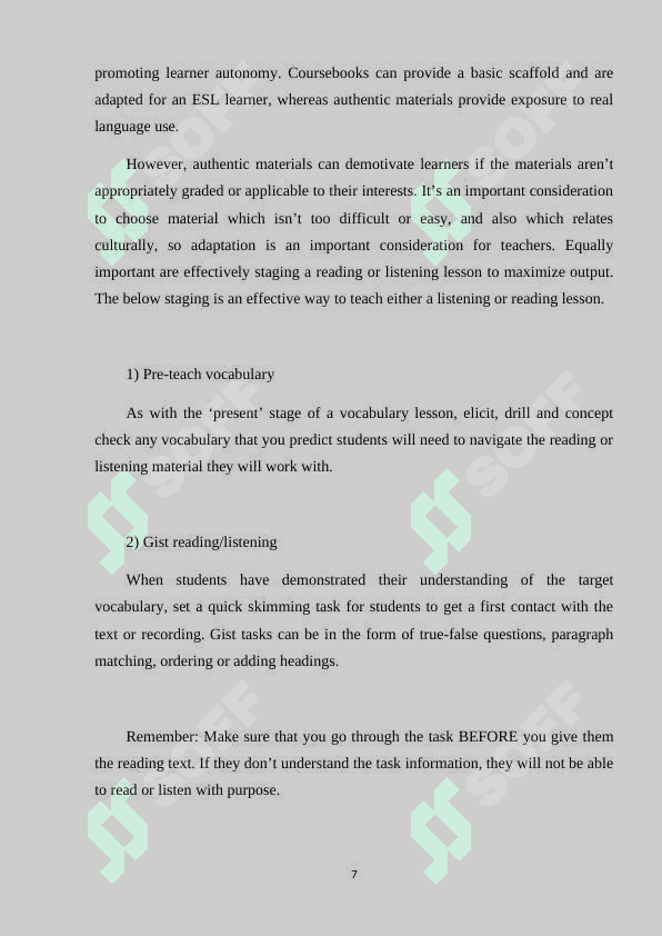 Activity design and presentation on receptive skills 7