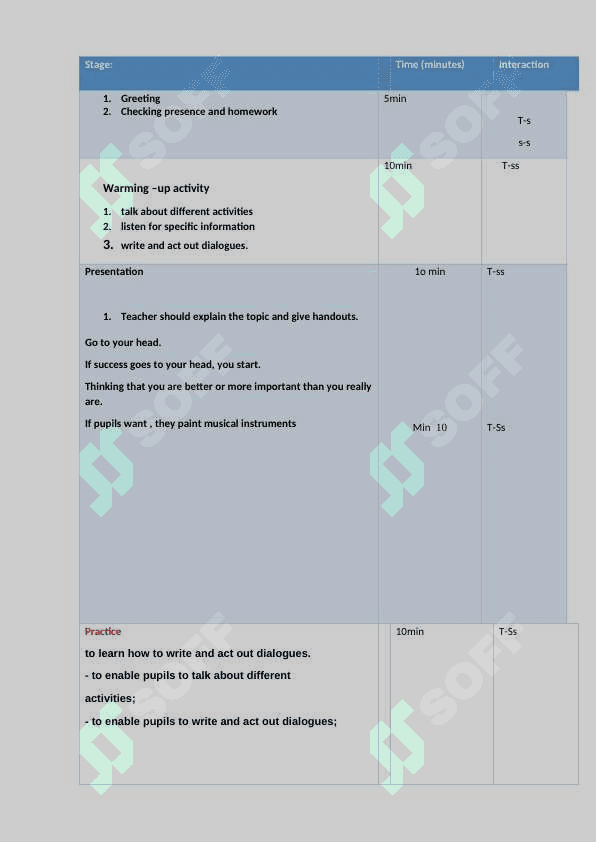 Musical instruments lesson plan 2