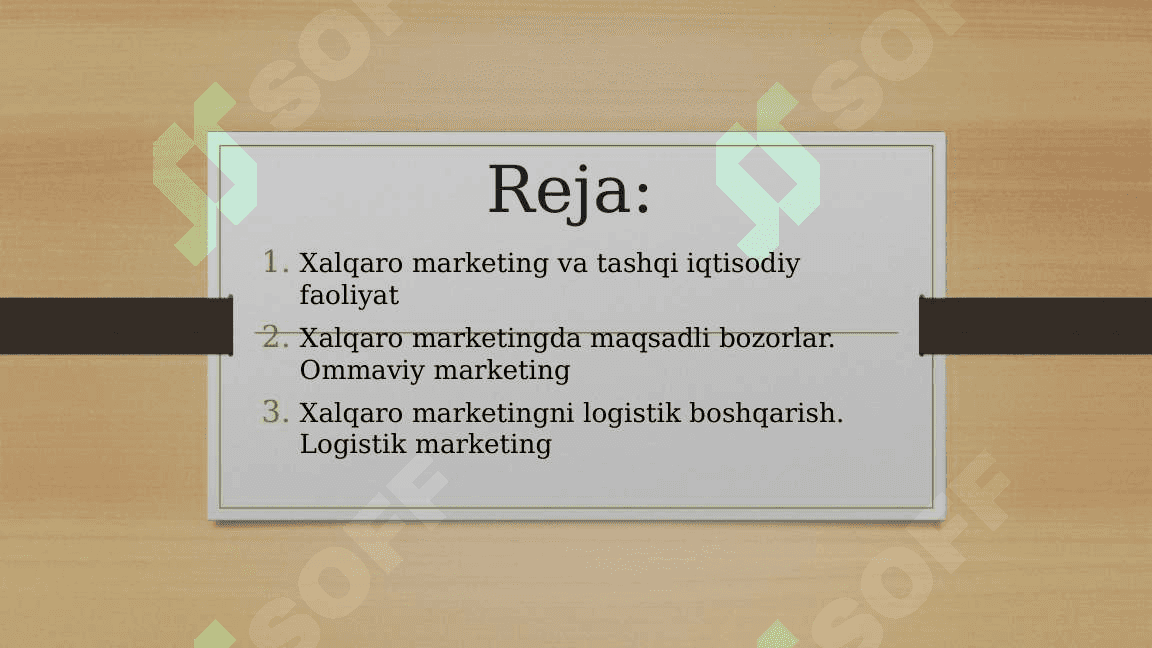 Xalqaro Marketing! 3